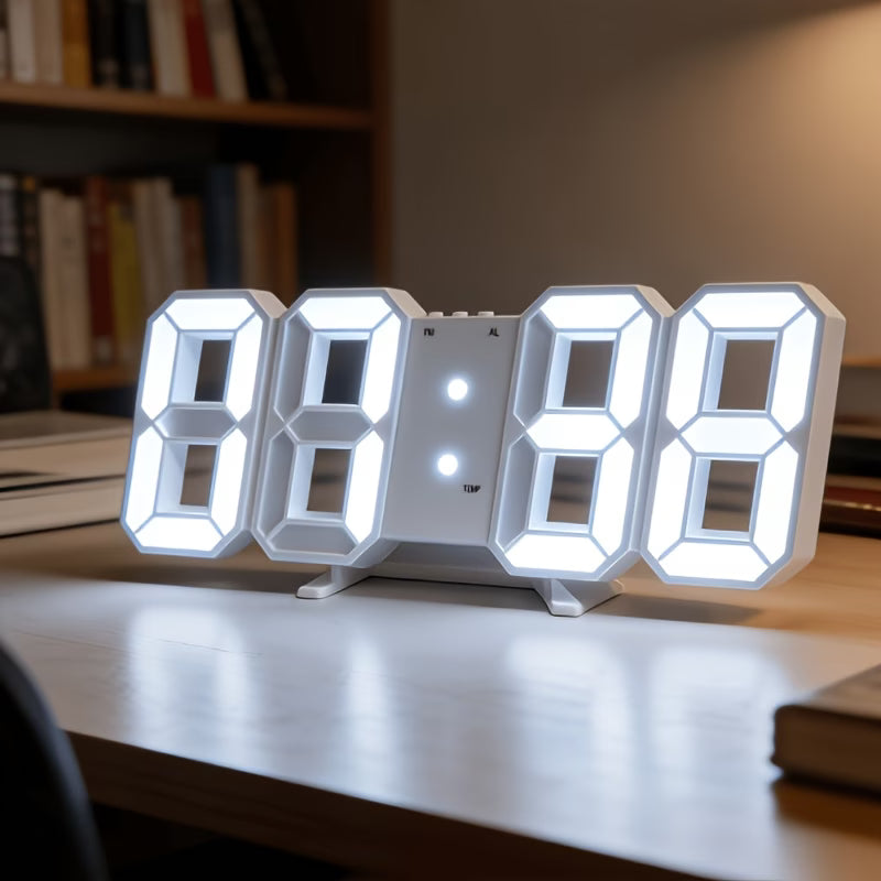 Modern 3D LED Alarm Clock with Temperature Display – Table & Wall Mount