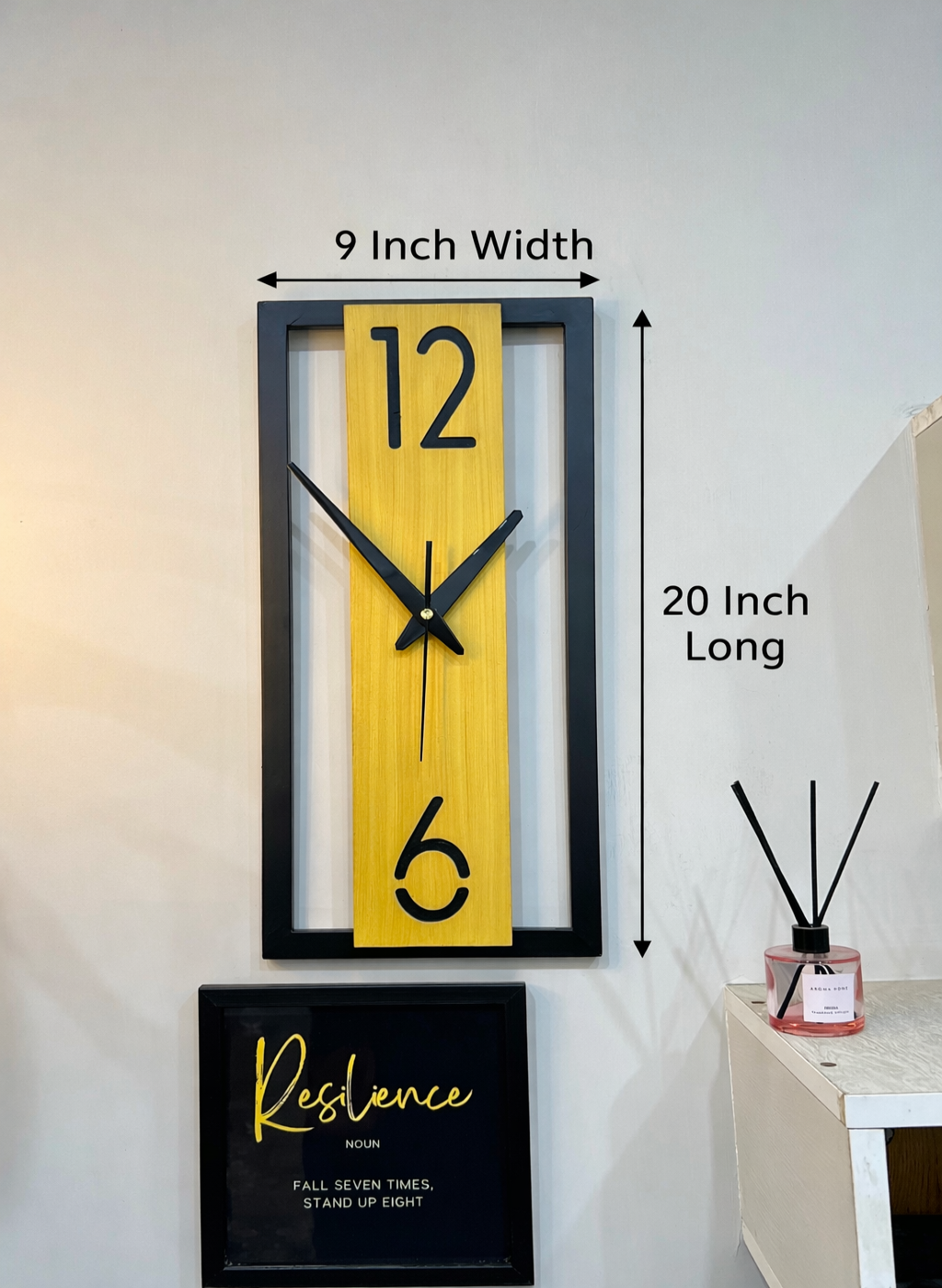 Enrose Handcrafted 20x9 Inch Iron Frame Wall Clock – Woodline Texture Finish-Cash on delivery, Free Delivery