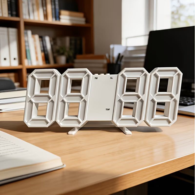 Modern 3D LED Alarm Clock with Temperature Display – Table & Wall Mount