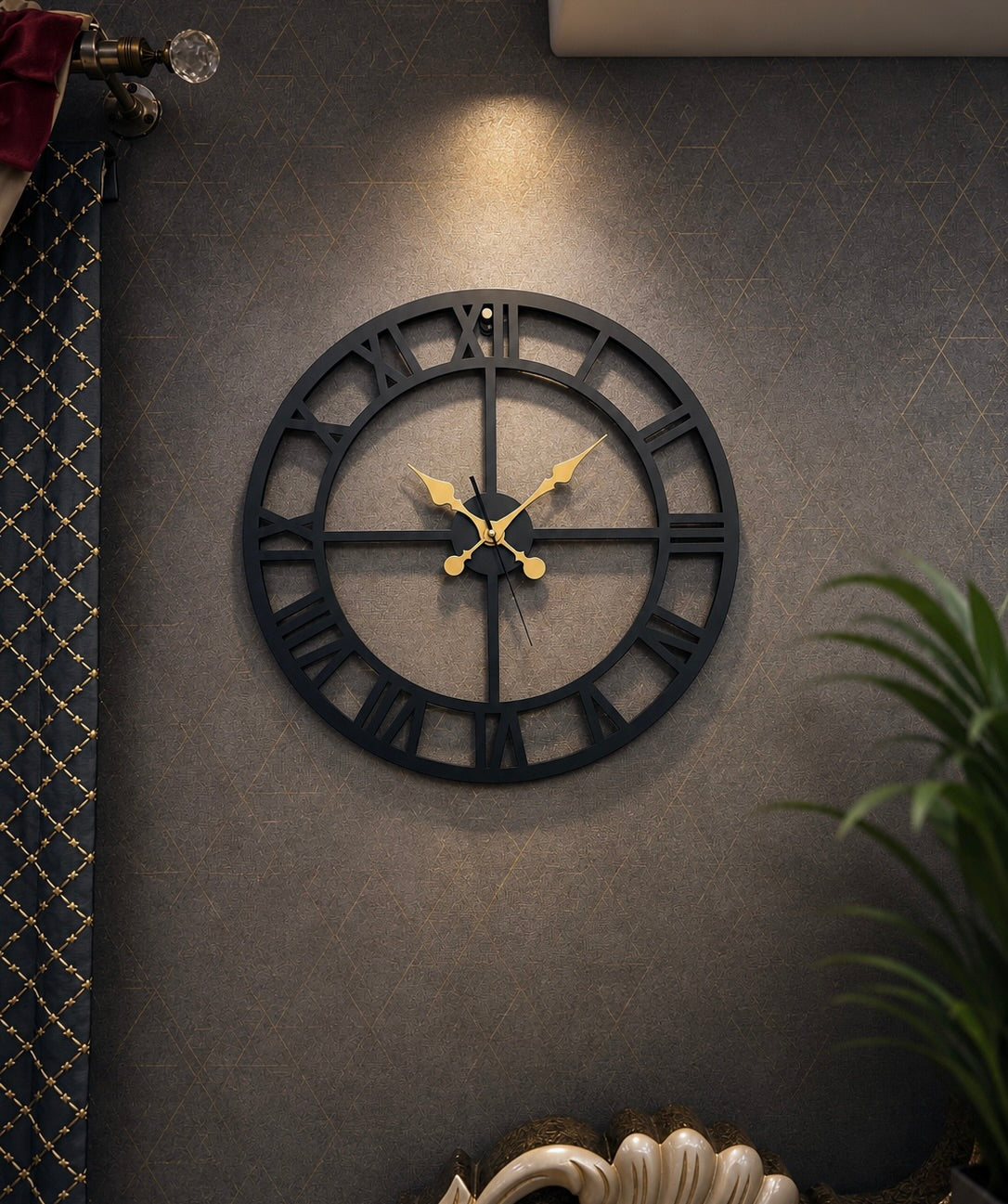 Enrose Premium 15/18 Inch Metal Wall Clock with Roman Numerals for Living Room, Office, Bedroom Decore – Silent Movement Non-Ticking