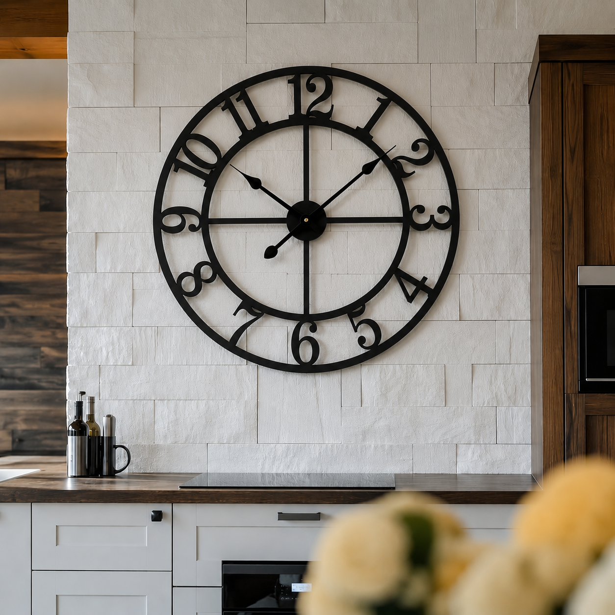 Enrose Premium Large 24/18 and 15 Inch Metal Wall Clock for Living Room, Office, Bedroom Decore – Silent Movement Non-Ticking