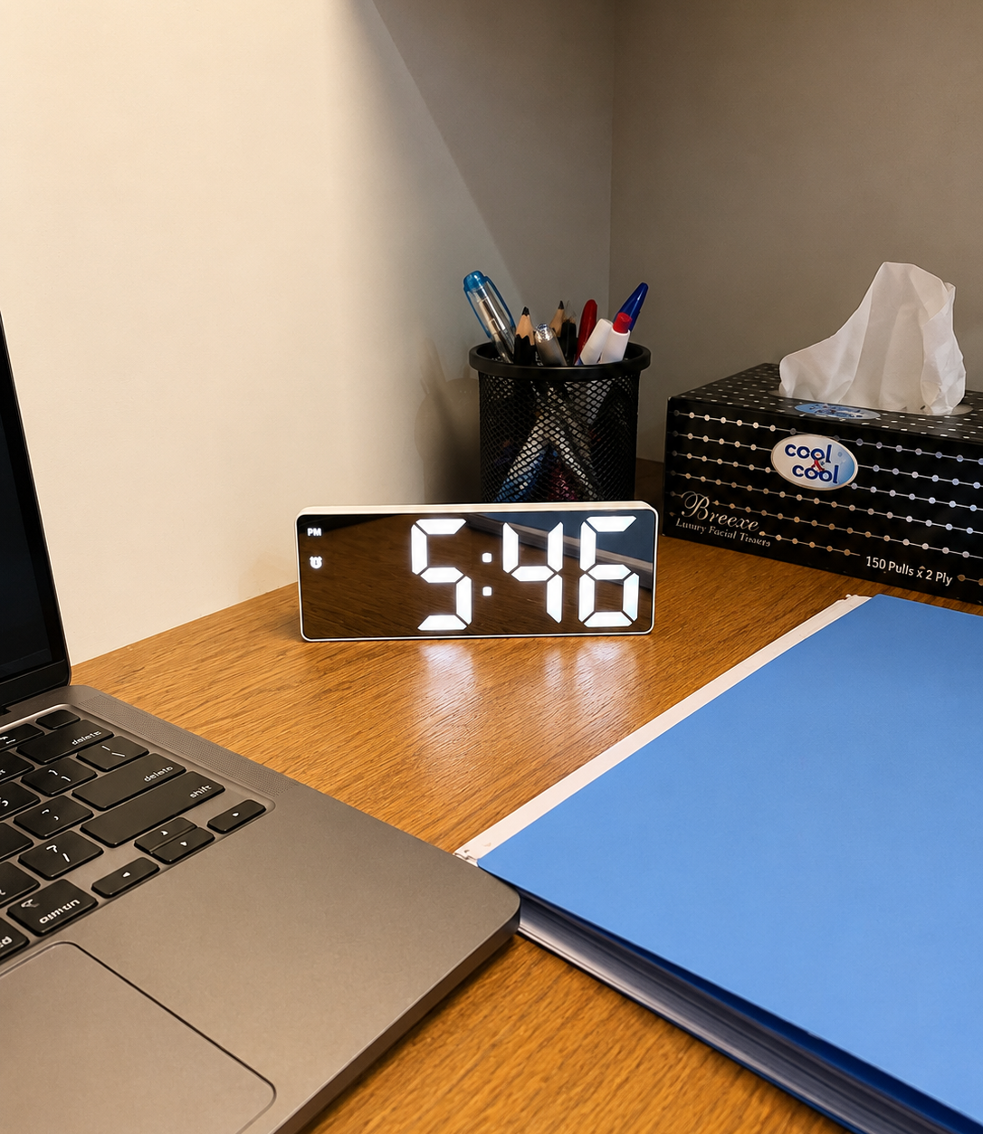 Mirror LED Digital Alaram Clock – Modern Desk & Table Clock with AM/PM Display