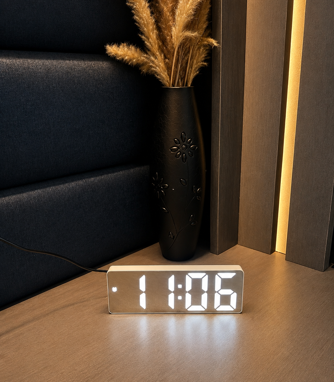 Mirror LED Digital Alaram Clock – Modern Desk & Table Clock with AM/PM Display