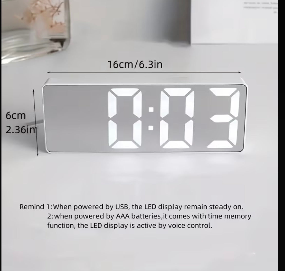 Mirror LED Digital Alaram Clock – Modern Desk & Table Clock with AM/PM Display