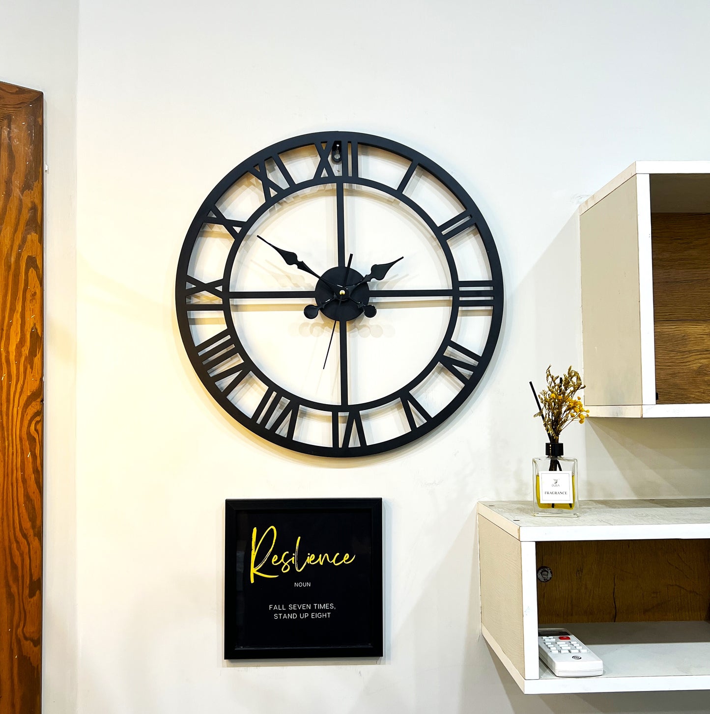 Enrose Premium 15/18 Inch Metal Wall Clock with Roman Numerals for Living Room, Office, Bedroom Decore – Silent Movement Non-Ticking