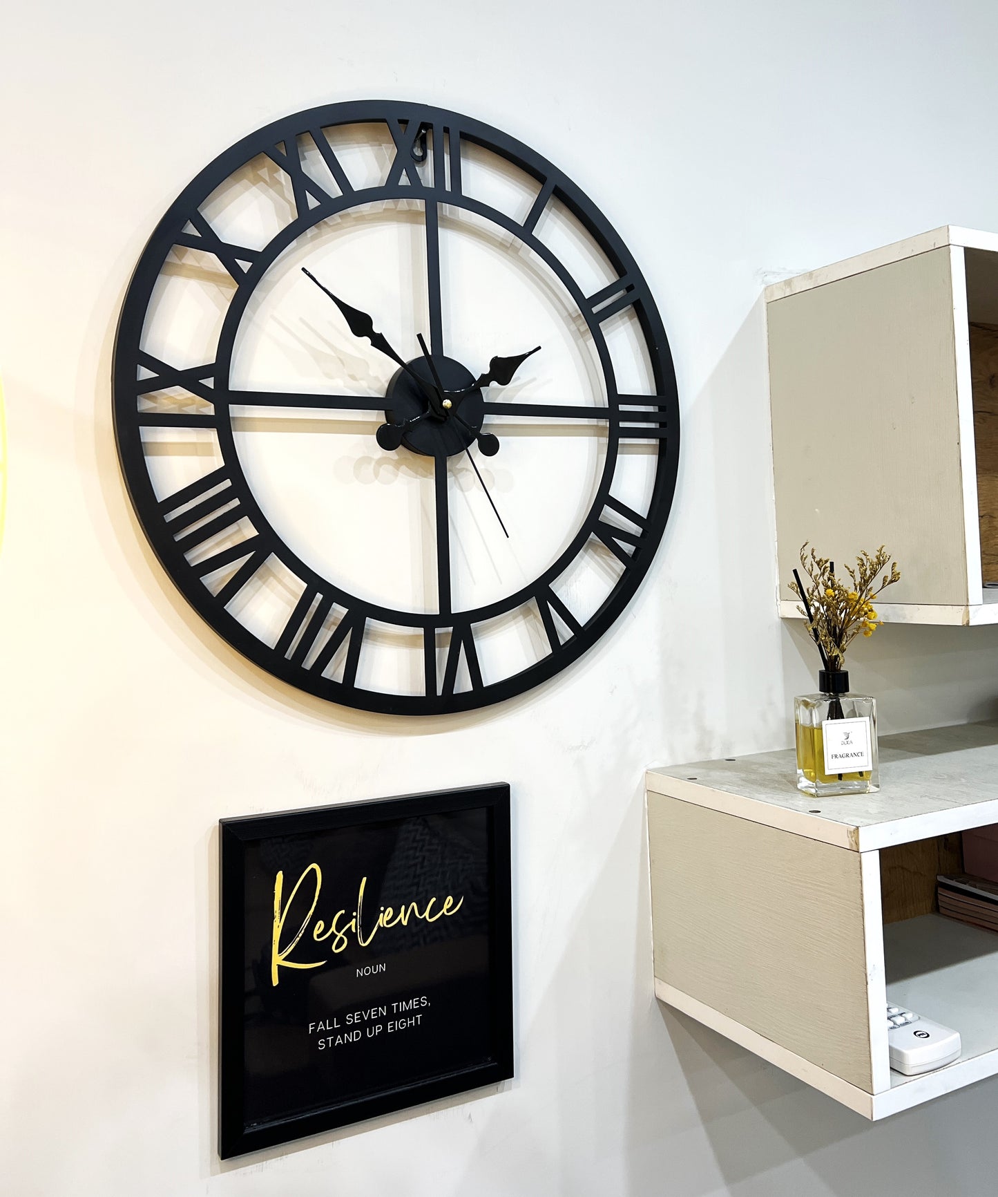 Enrose Premium 15/18 Inch Metal Wall Clock with Roman Numerals for Living Room, Office, Bedroom Decore – Silent Movement Non-Ticking