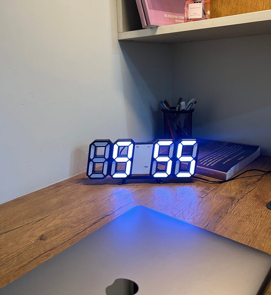 Modern 3D LED Alarm Clock with Temperature Display – Table & Wall Mount