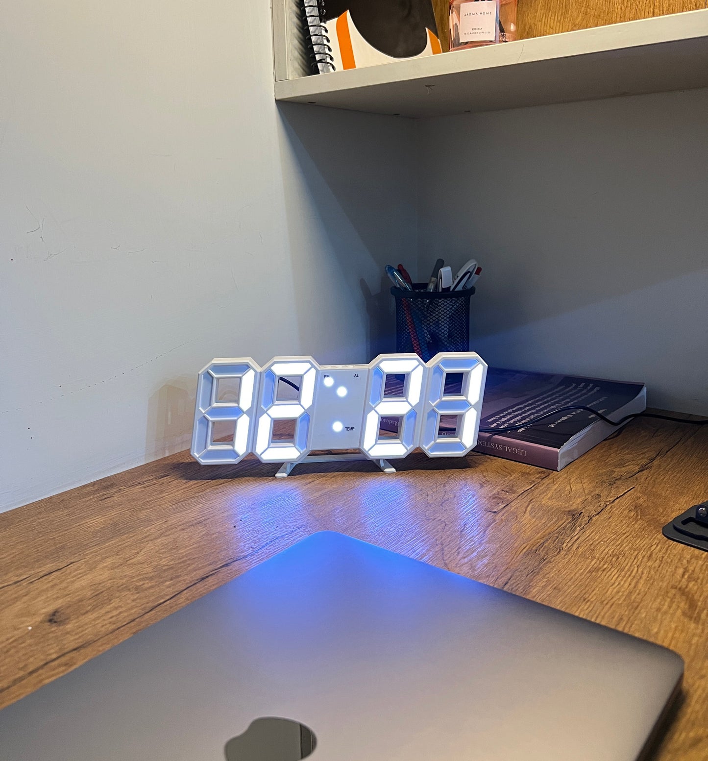 Modern 3D LED Alarm Clock with Temperature Display – Table & Wall Mount