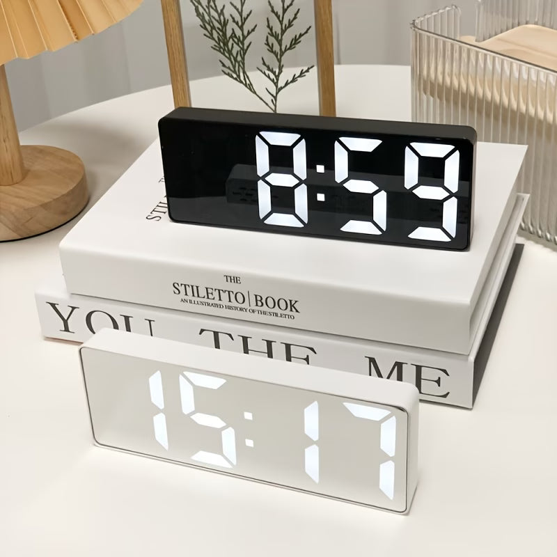 Mirror LED Digital Alaram Clock – Modern Desk & Table Clock with AM/PM Display