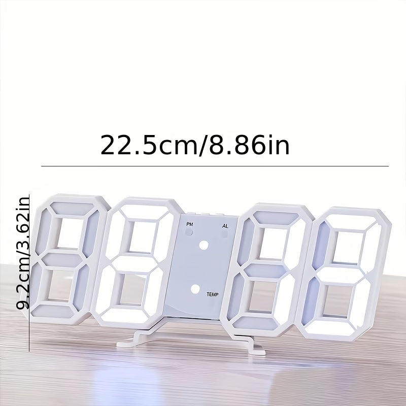 Modern 3D LED Alarm Clock with Temperature Display – Table & Wall Mount